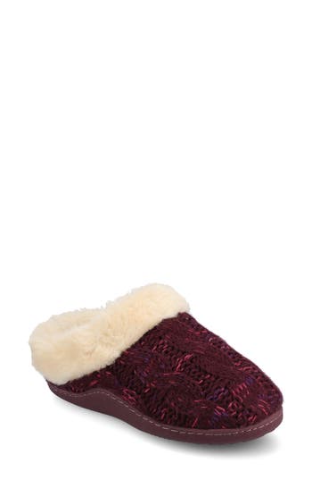 Journee Collection Adiah Faux Fur Trim Slipper In Berry