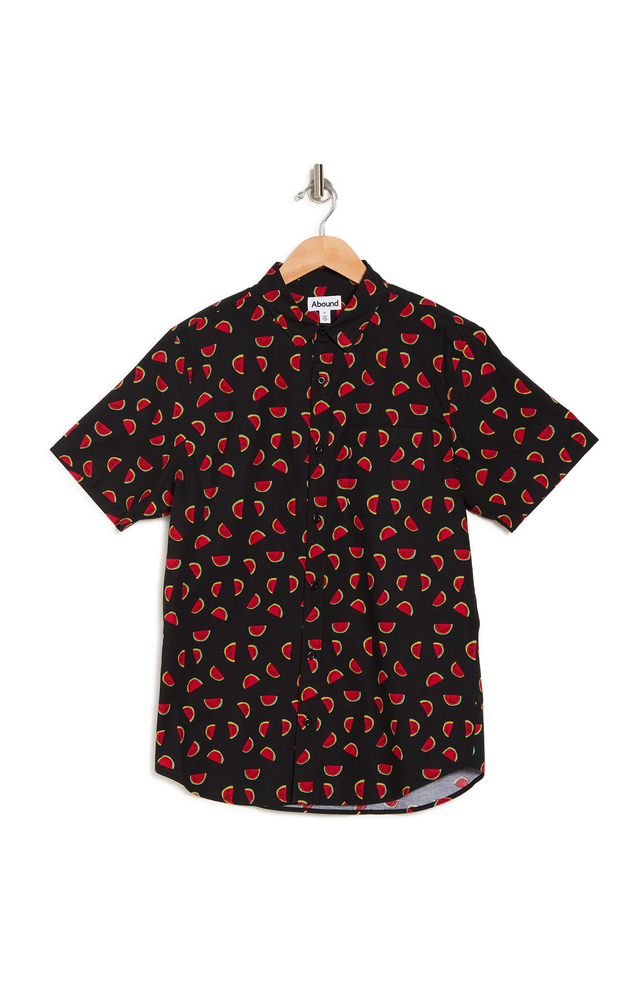 Abound Food Print Short Sleeve Shirt In Black Watermelons