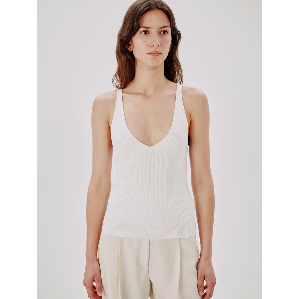 Another Tomorrow Ribbed-knit Tank Top In White