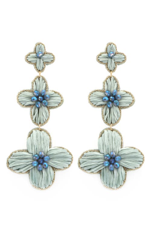 Panacea Raffia Flower Drop Earrings In Grey