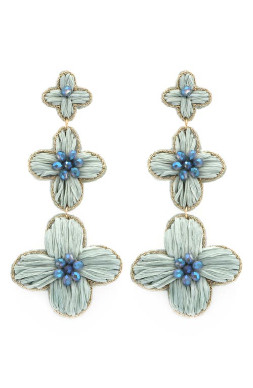 Panacea Raffia Flower Drop Earrings In Gray