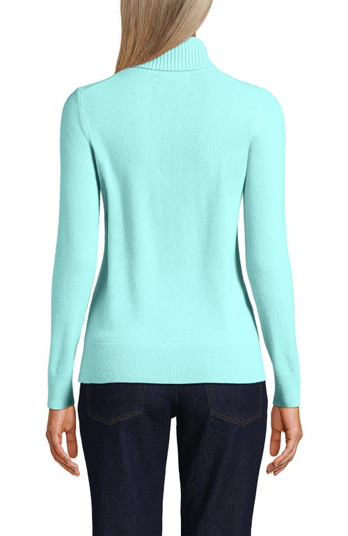 Shop Lands' End Cashmere Turtleneck Sweater In Pale Aqua Ice