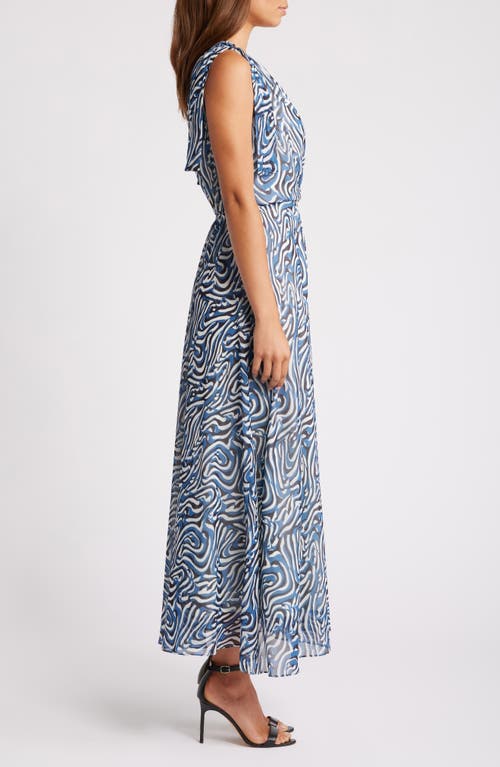 Chelsea28 Tie Shoulder Maxi Dress In Blue- Black