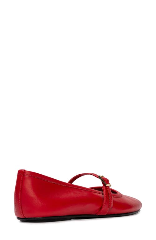 Black Suede Studio Mika Net Mary Jane Ballerina Flats In Racing Red