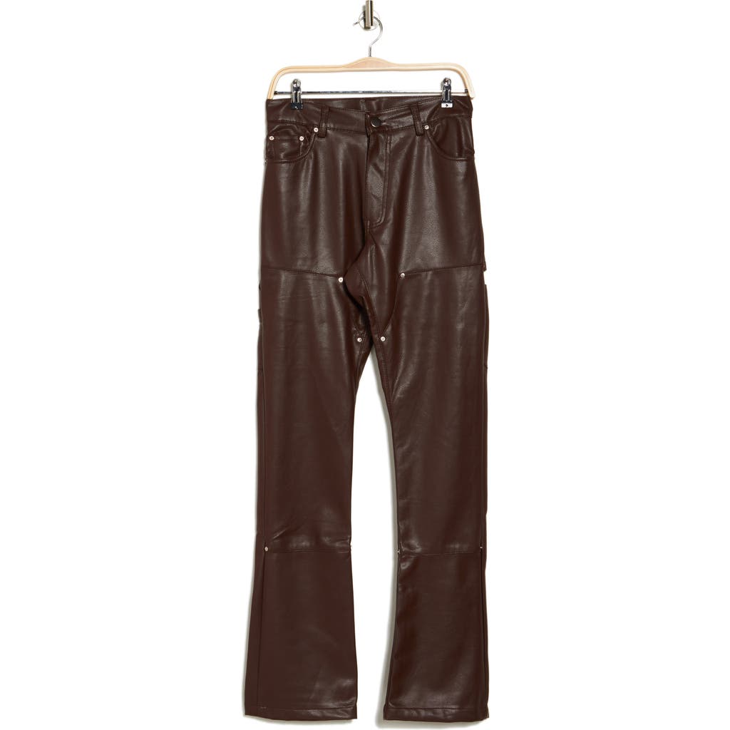 American Stitch Stretch Faux Leather Pants In Burgundy