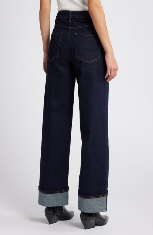 Rails Getty High Waist Cuffed Wide Leg Jeans In Midnight Blues Cuffed