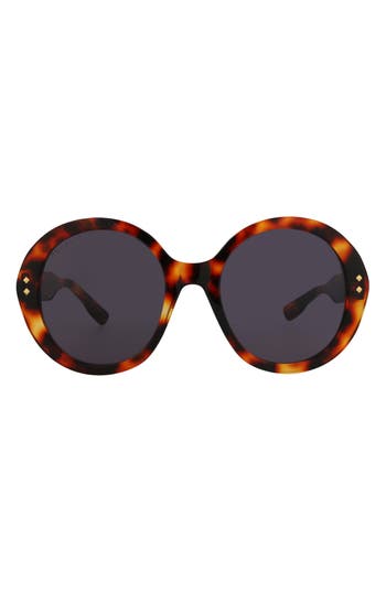 Gucci 54mm Round Sunglasses In Havana Smoke