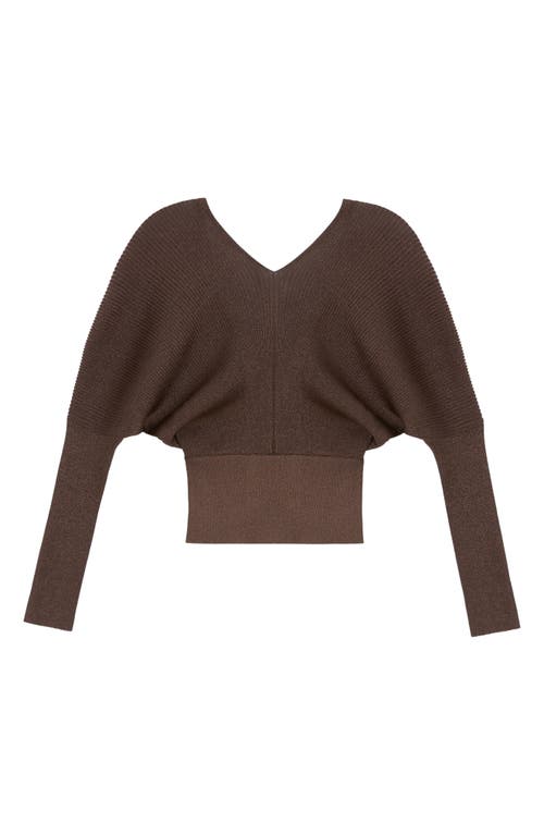 Lafayette 148 Finespun Voile Ribbed Blouson Sweater In Wood Metallic
