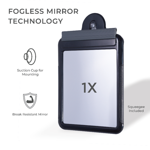 Zadro Fogless Shower Mirror For Travel With Suction Cup & Squeegee In Black