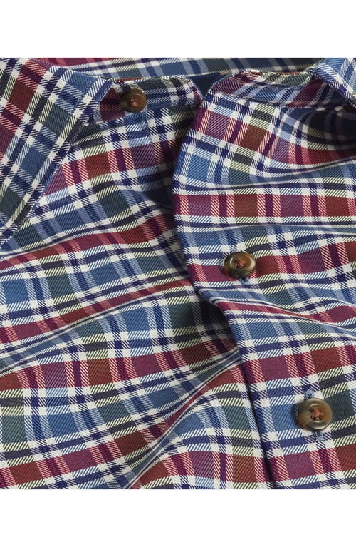 David Donahue Classic Fit Herringbone Cotton Button-up Shirt In Blue/berry