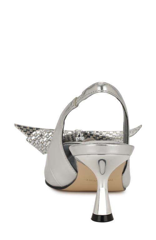 Nine West Wnrills Womens Bow Manmade Slingback Heels In Silver