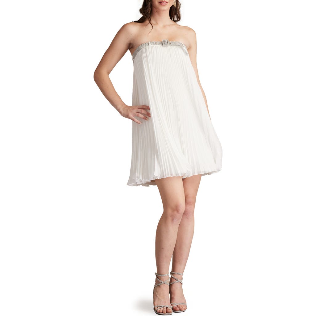 Sho By Tadashi Shoji Belted Strapless Dress In White