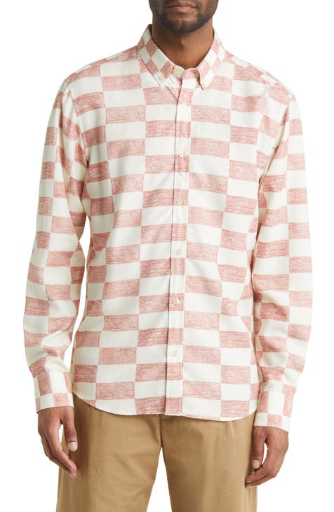 Port Checkerboard Print Ripstop Button-Down Shirt