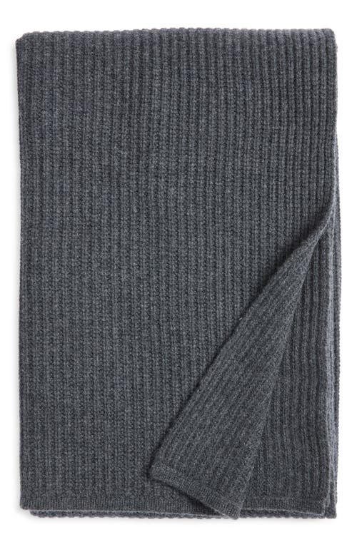Nordstrom Rib Wool & Cashmere Throw Blanket In Grey Cinder Heather