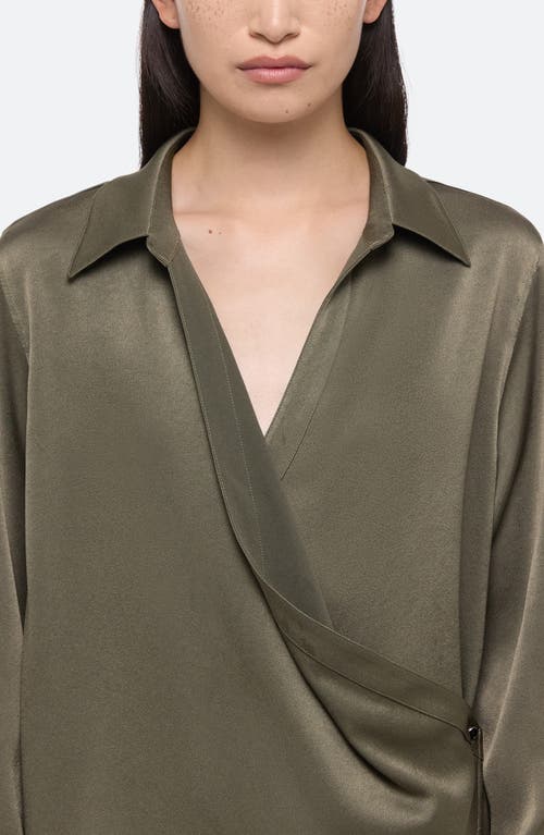 Shop Helmut Lang Relax Faux Wrap Shirt In Olive - F0x