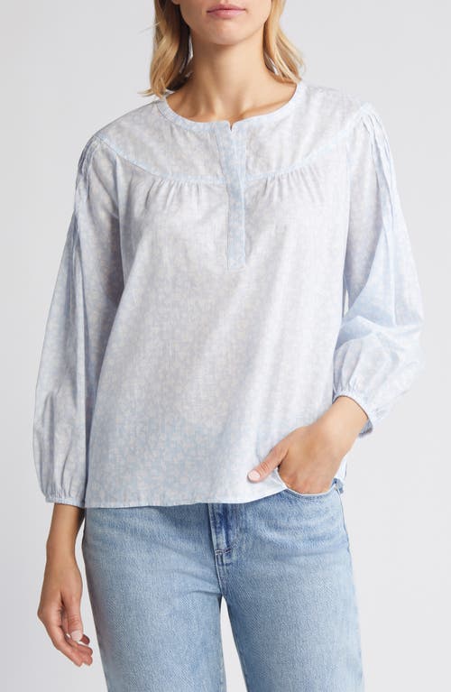 caslon(r) Pintuck Pleat Top in Blue S- White Floral Feels