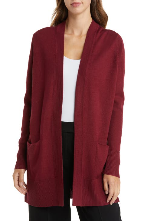 Lucky Brand Women's Plaid Open Front Cardigan Sweater Medium Red