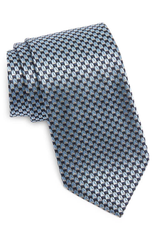 Geometric Silk Jacquard Tie in Lightblue