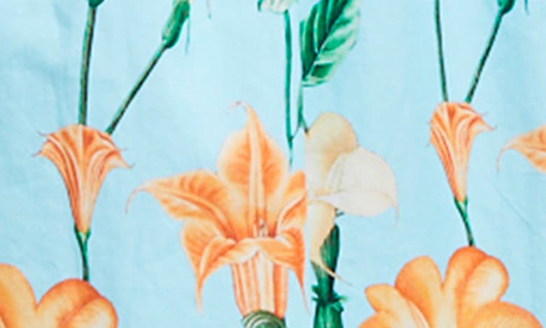 Shop Misook Floral Sleeveless Print Sundress In Caribbean Mist/peach Blossom