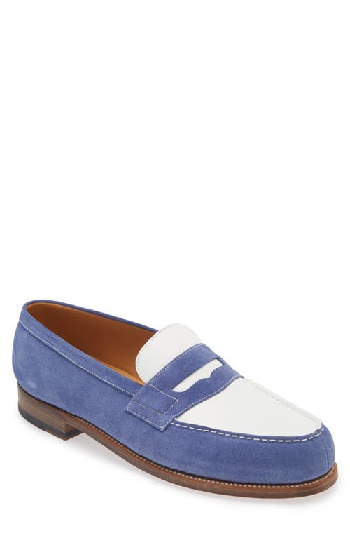 Shop Jm Weston 180 Penny Loafer In Blue Limoges/white