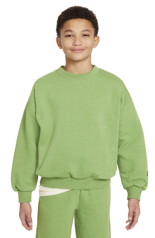 Nike Kids' Icon Oversize Fleece Sweatshirt In Chlorophyll/sail/treeline