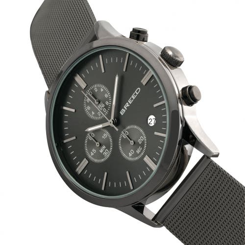 Shop Breed Espinosa Chronograph Mesh-bracelet Watch W/ Date In Gunmetal/black