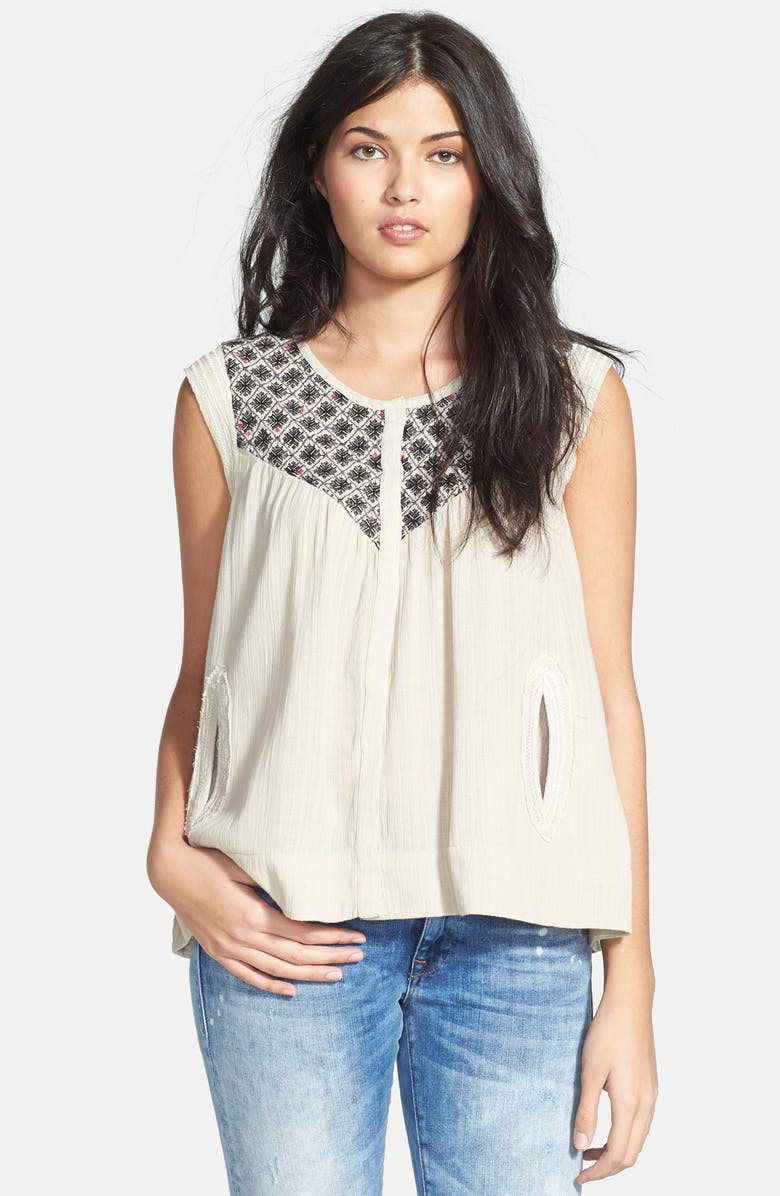 Lucky Brand 'Beaumont' Embroidered Cotton Top | Nordstrom