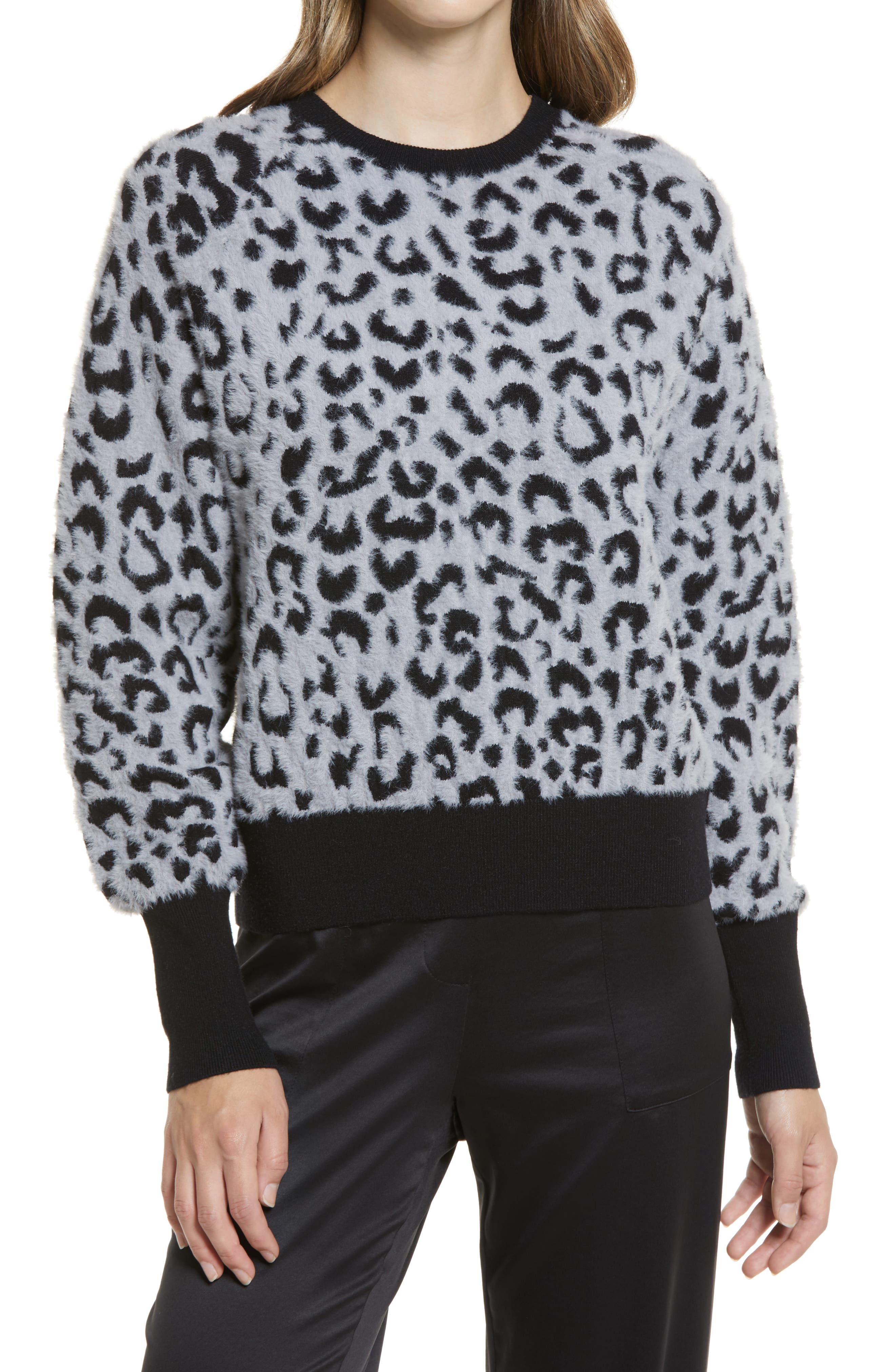 leopard crew neck sweater