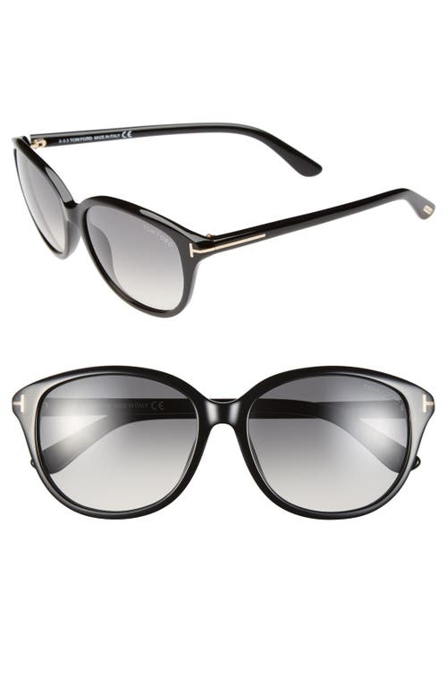 TOM FORD 'Karmen' 57mm Sunglasses in Black/Grey/Ochre Lenses at Nordstrom