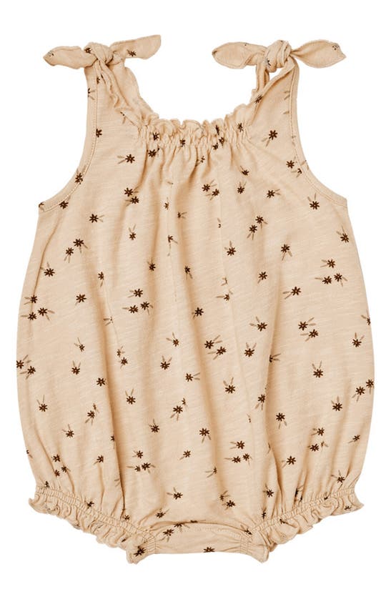 Rylee + Cru Babies' Tie Strap Cotton Bubble Bodysuit In Brown
