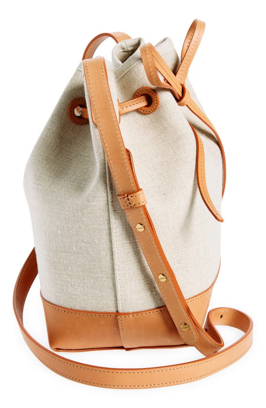 Shop Mansur Gavriel Mini Canvas & Leather Bucket Bag In Natural