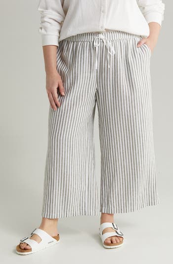 Striped brushed linen pants