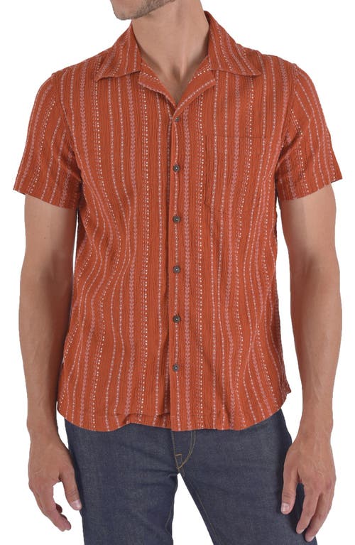 The Wrench Stripe Double Gauze Camp Shirt in Orange Ace