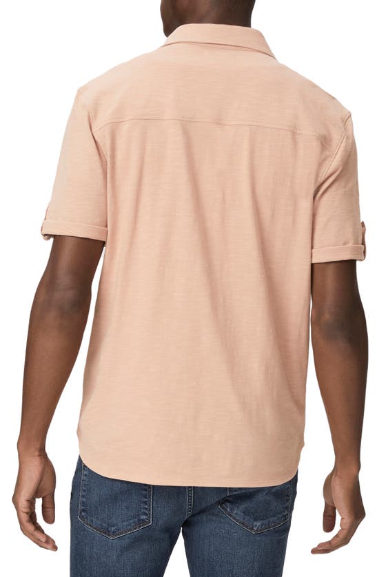 Paige Brayden Roll Tab Short Sleeve Jersey Button-up Shirt In Clouded Sunrise