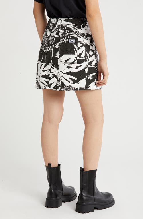 Shop Obey Magnified Flower Denim Miniskirt In Black Multi