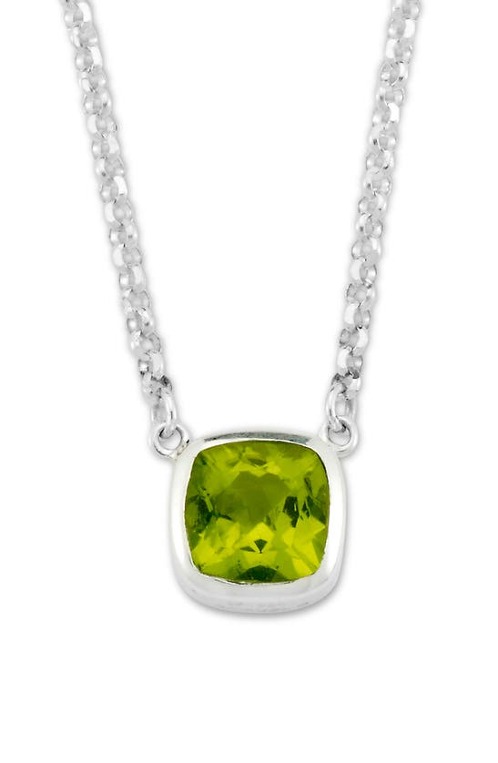 Samuel B. Sterling Silver Solitaire Peridot Necklace In Green