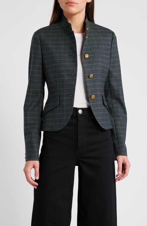 Shop Rag & Bone Slade Plaid Crop Wool Blend Blazer In Green Multi Plaid