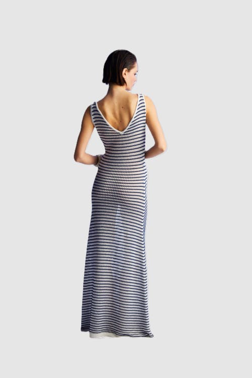 Shop Nocturne Striped Long Dress In Multi-colored