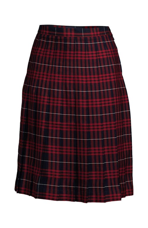 Lands' End School Uniform Plaid Pleated Skirt Below The Knee In Classic Navy Large Plaid