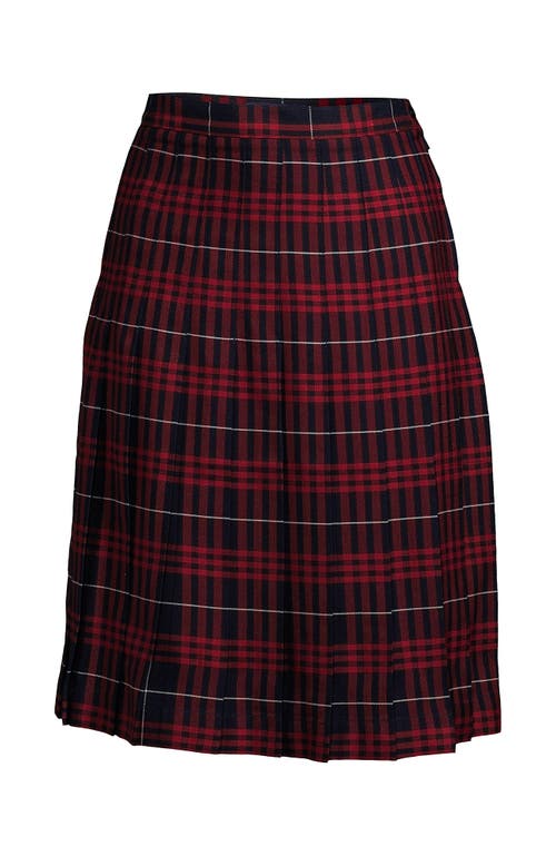 Shop Lands' End School Uniform  Plaid Pleated Skirt Below The Knee In Classic Navy Large Plaid