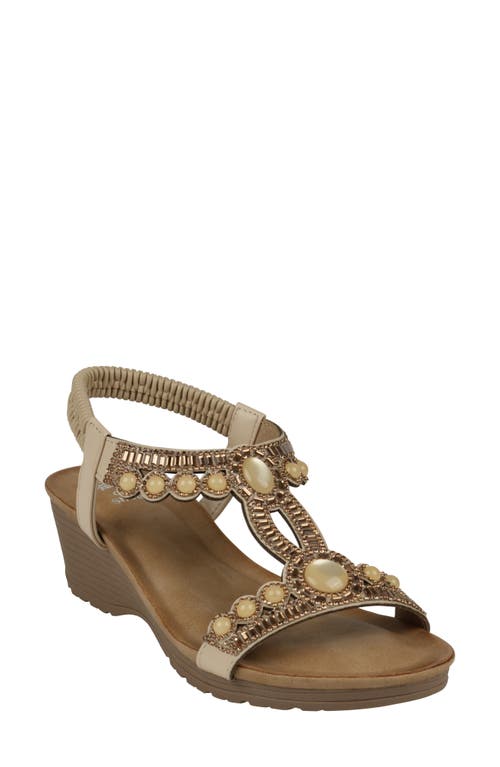 Good Choice New York Fiah Embellished Ankle Strap Wedge Sandal In Natural