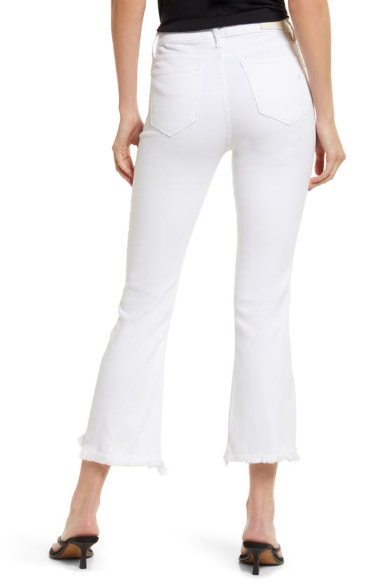 Hidden Jeans Fray Hem Crop Flare Jeans In White