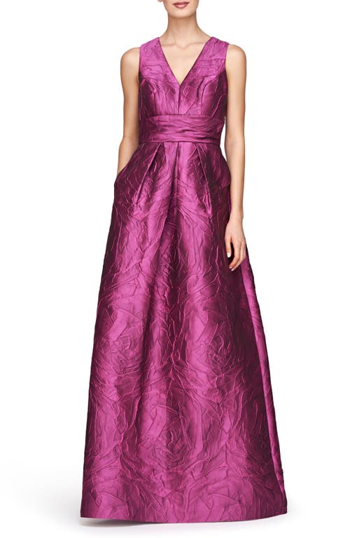 Mariah Crinkle Pleated Gown in Sangria