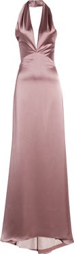 Amsale Halter Neck Satin Gown
