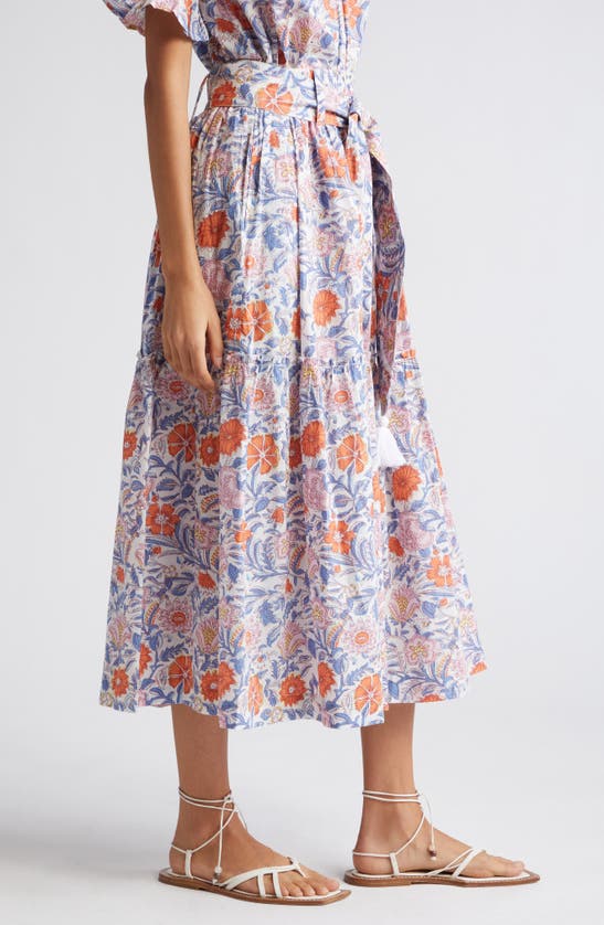 Shop Mille Franoise Floral Stripe Cotton Skirt In Newport Floral