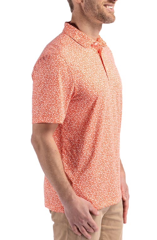 Cutter & Buck Pike Flora Print Polo In College Orange