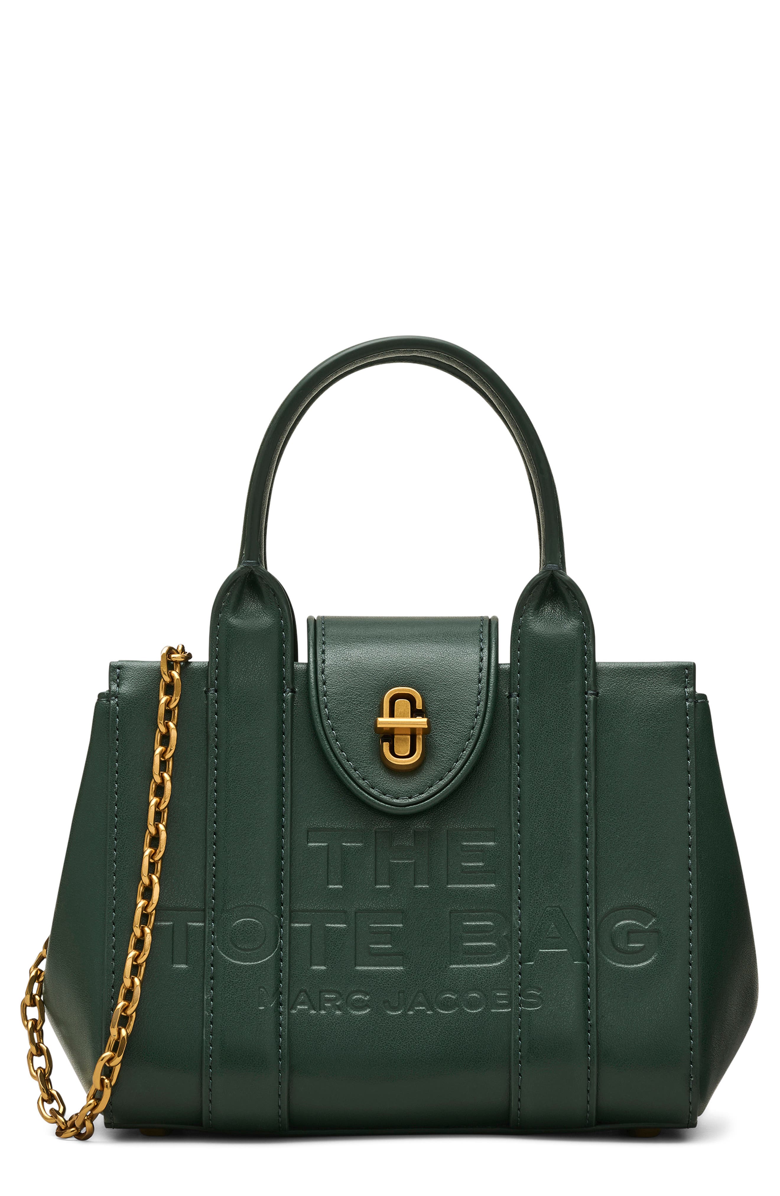Marc Jacobs The Mini Turnlock Leather Crossbody Tote Bag in Ivy 