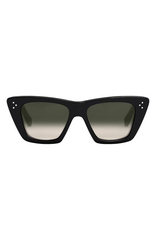 Celine 51mm Cat Eye Sunglasses In Shiny Black/gradient Brown