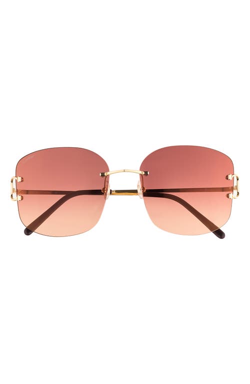 Cartier 60mm Rimless Square Sunglasses in Gold at Nordstrom