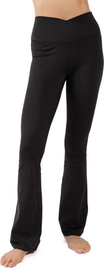 Yogalicious Lux Madison Crossover Flared Leggings In Bluefin